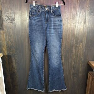 Lee Classic Blue Flared Women's Jeans Split Raw Hem Sz. 2
